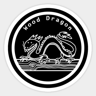 Wood Dragon Year of the Dragon White Line Sticker